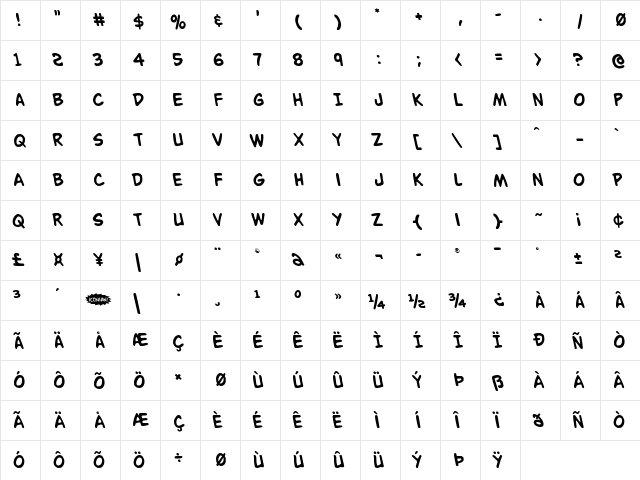 Buddy Champion Leftalic Italic font glyphpreview