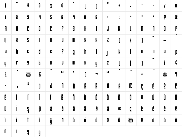 TR Atomic Regular font glyphpreview