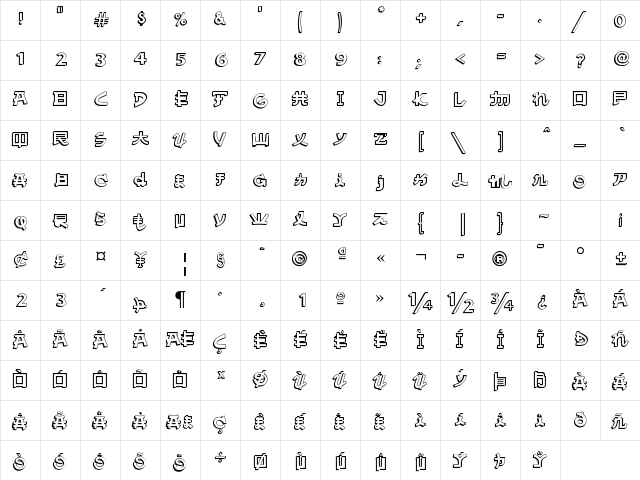 Almost Japanese Comic Regular font glyphpreview