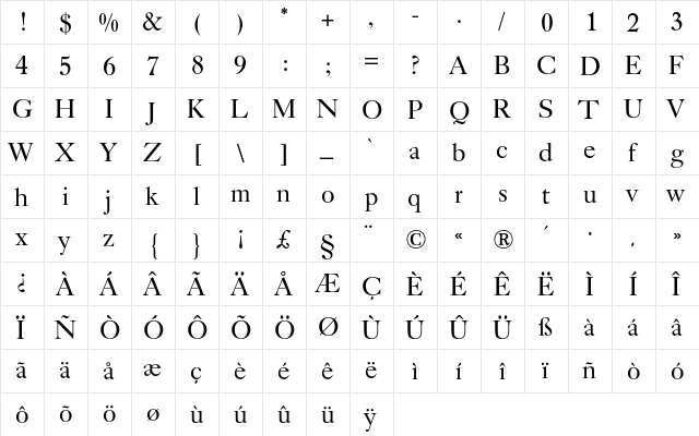 Caslon Four Seventy One BQ Regular font glyphpreview