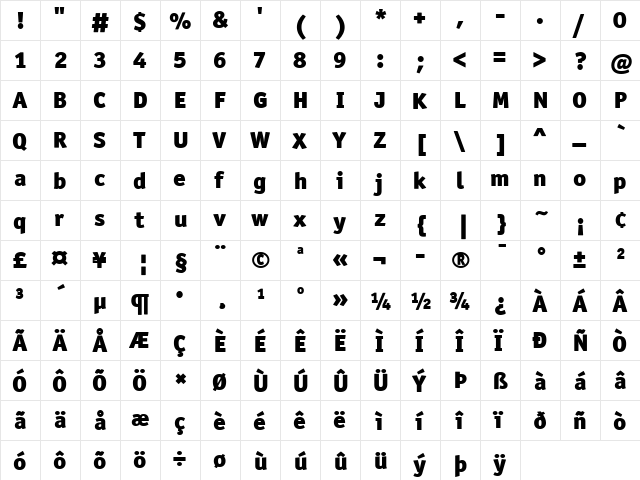 OfficinaSanITCBlack Regular font glyphpreview