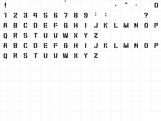 Shibuya Zero Regular font glyphpreview