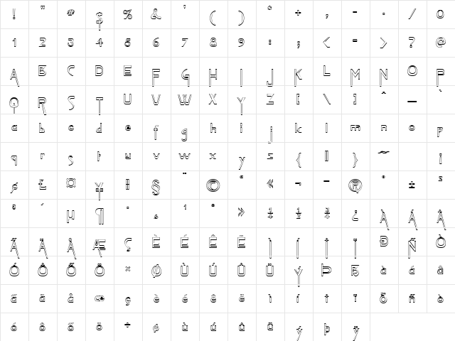 Tablet-Hollow Normal font glyphpreview