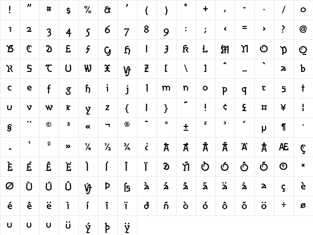 AmherstFraktur LT Std Bold Regular font glyphpreview