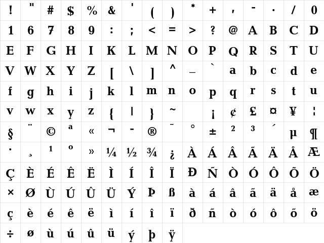 Candida Std Bold font glyphpreview