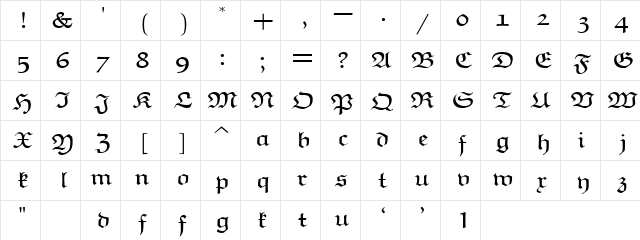 eufm5 Regular font glyphpreview