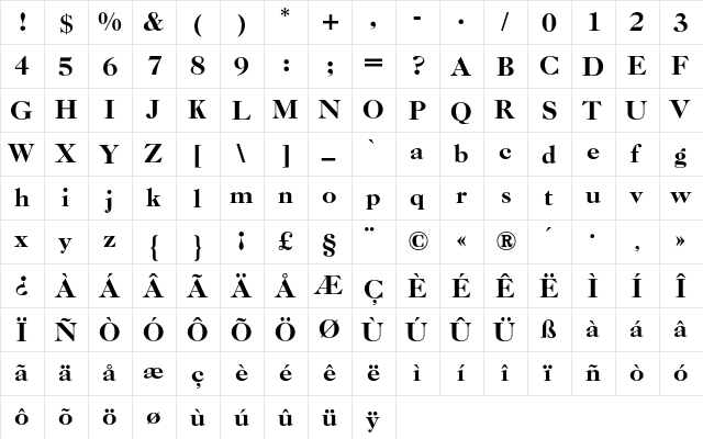 Caslon Old Face BQ Regular font glyphpreview