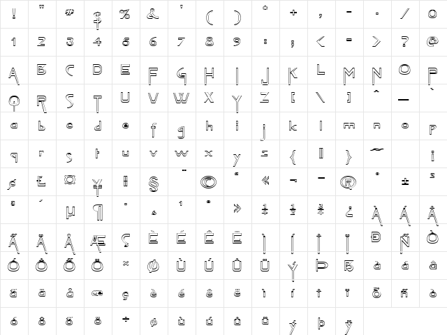 TabletHollowExtended Normal font glyphpreview