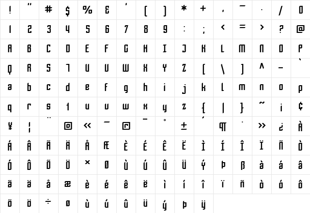 SF Piezolectric Regular font glyphpreview
