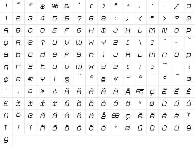 StakBold Oblique Regular font glyphpreview