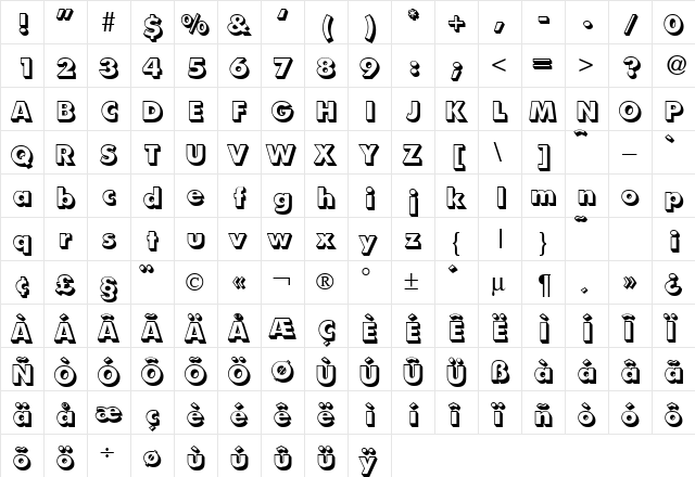 FutoralShadeDB Normal font glyphpreview