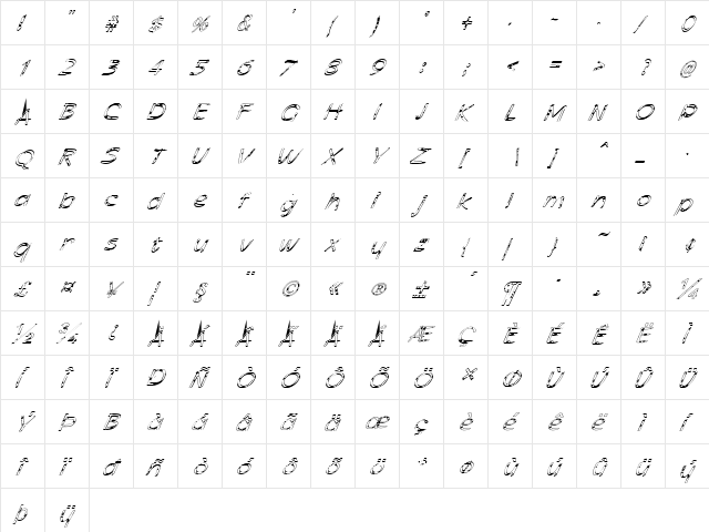 FZ HAND 21 SPOTTED ITALIC Normal font glyphpreview