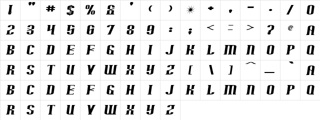 Motel Regular font glyphpreview