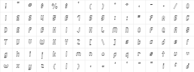 SF Archery Black Outline Italic font glyphpreview