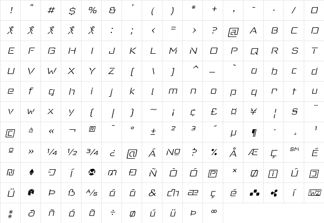 Red Thinker Light Italic font glyphpreview