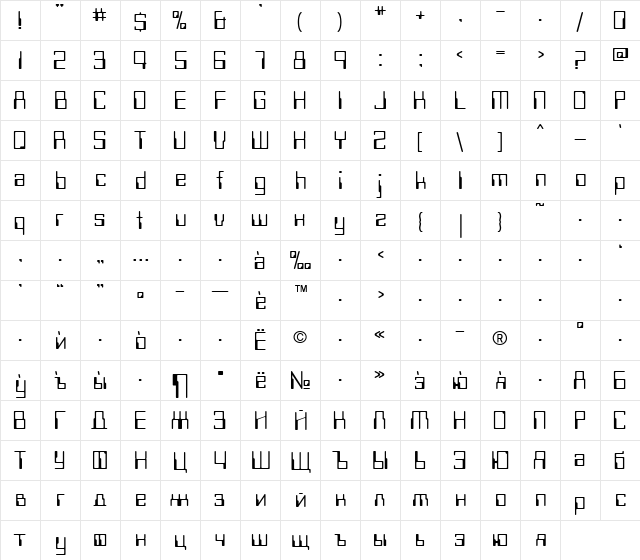 SpaceCyr Regular font glyphpreview