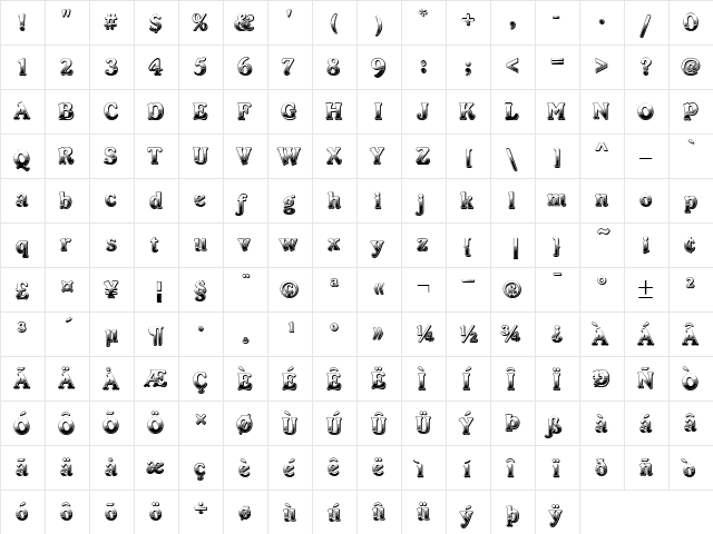 DS Chocolade Regular font glyphpreview