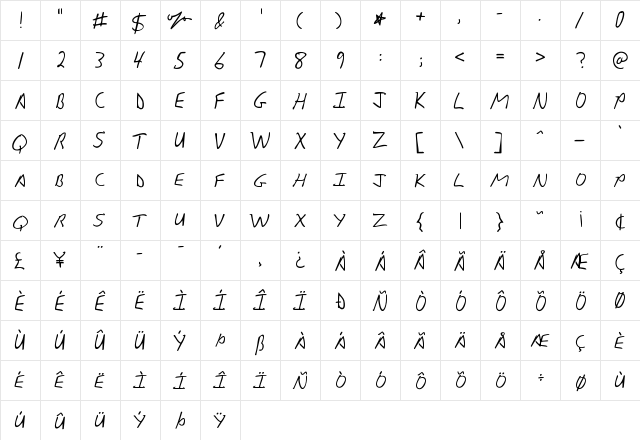 KG Sunny Afternoon Regular font glyphpreview