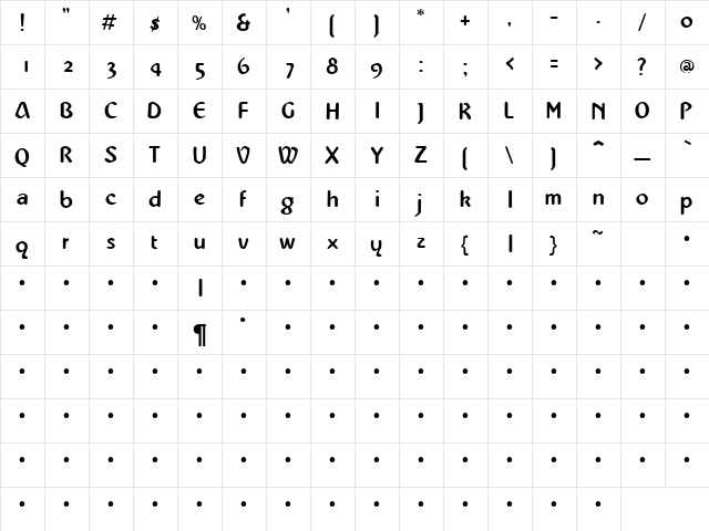 QTAbbie Regular font glyphpreview