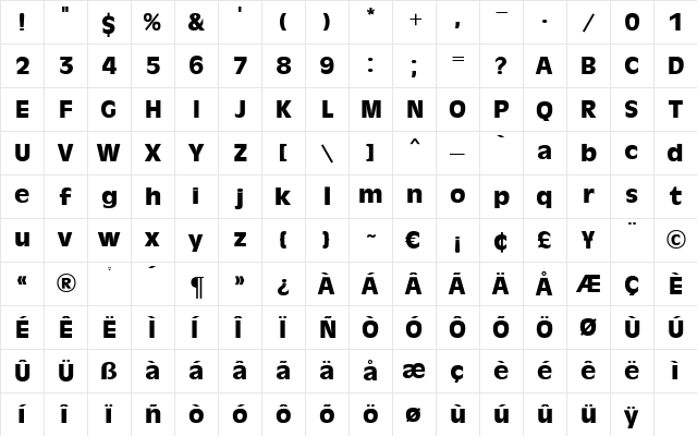 Olive MN Regular font glyphpreview