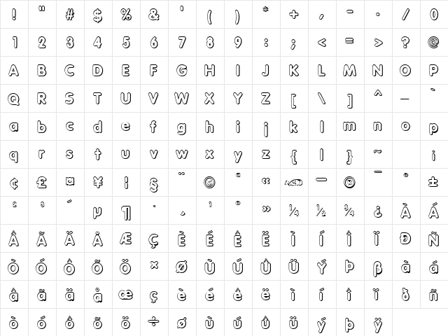 VagabondShadow Regular font glyphpreview