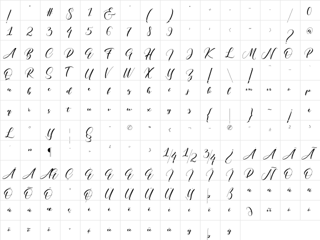 Undella Regular font glyphpreview