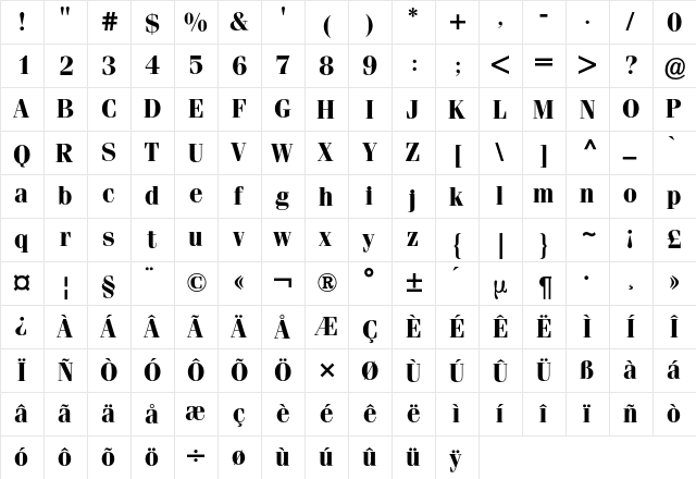 Fenice BQ Regular font glyphpreview