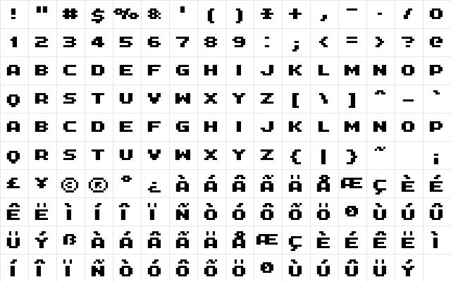 FFF Interface02b Regular font glyphpreview