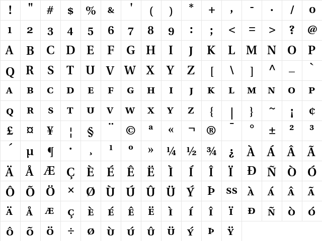 Utopia Semibold with Small Caps & Oldstyle Figures font glyphpreview