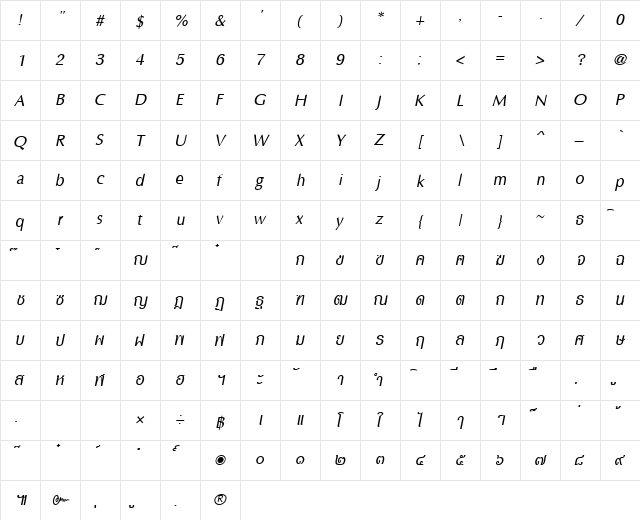 PSL-Asadong Italic font glyphpreview