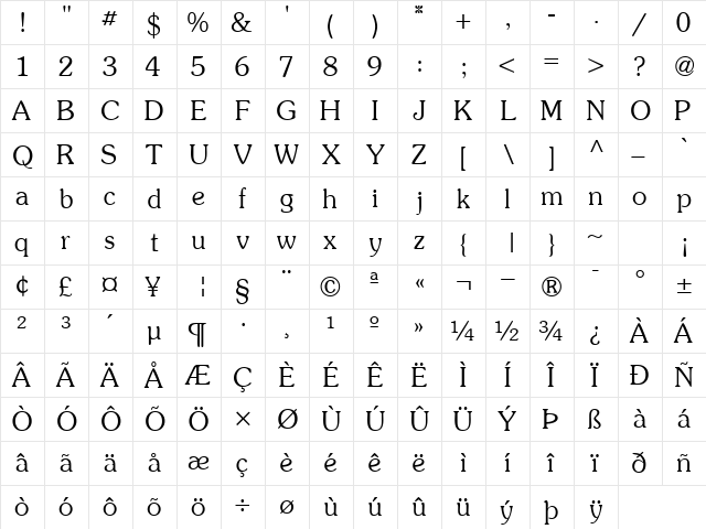 SouvenirLightSSK Regular font glyphpreview