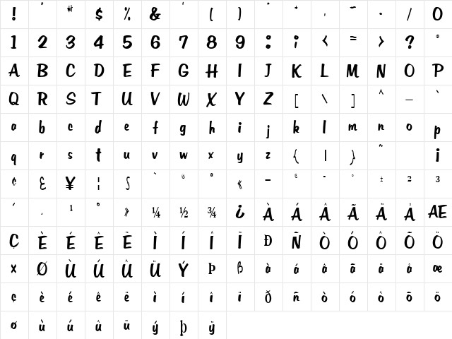 Em Regular font glyphpreview