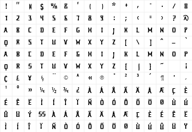 ConcavexCaps Regular font glyphpreview