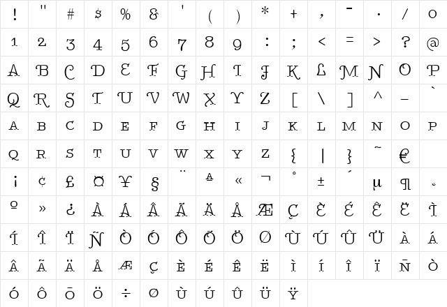 TypenradSpecial Regular font glyphpreview