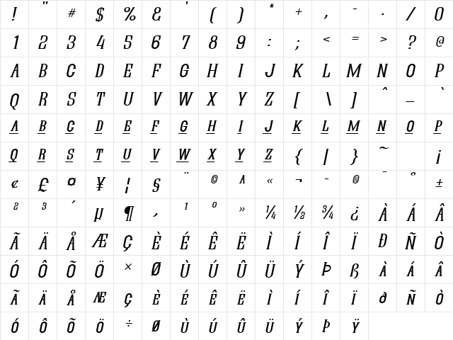 Quastic Kaps Line Italic font glyphpreview