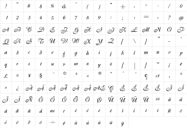Francis Regular font glyphpreview
