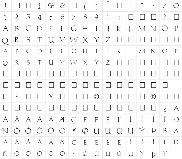 FZ ROMAN 2 Normal font glyphpreview