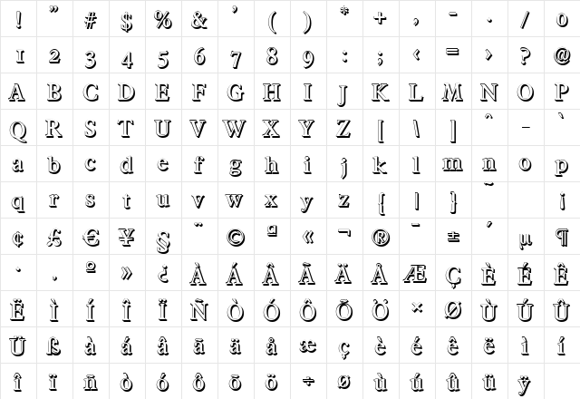 FranciscoShadow-Medium Regular font glyphpreview