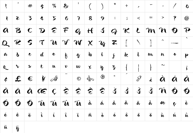 Shameless Regular font glyphpreview