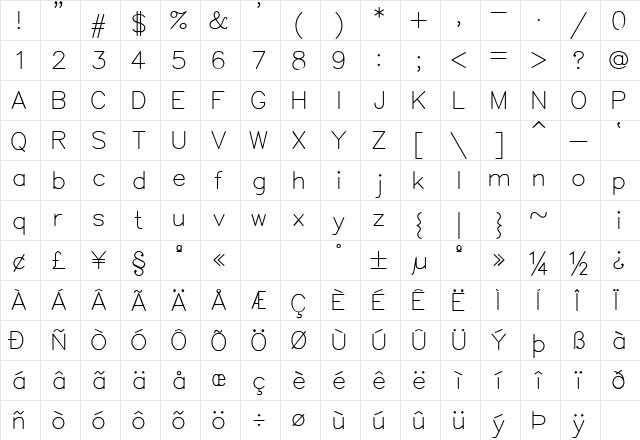 SWSimp Regular font glyphpreview