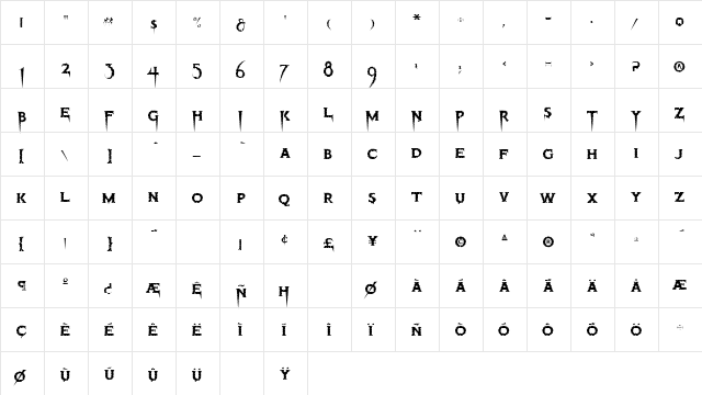 Thriller Regular font glyphpreview