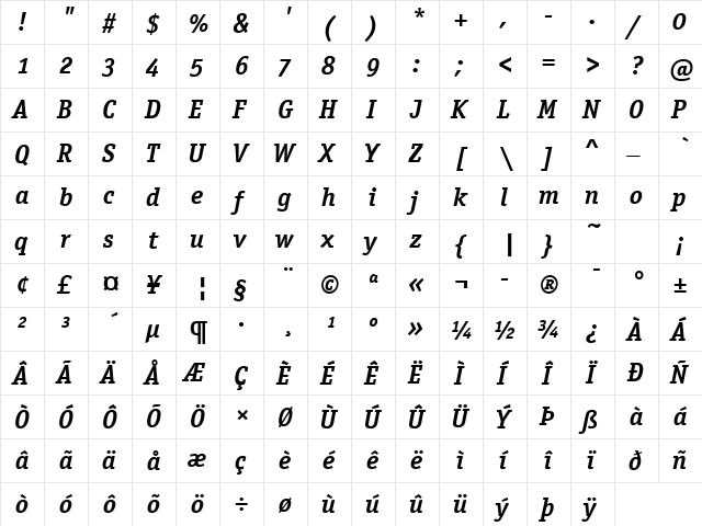 Officina Serif OS ITC TT BoldIt font glyphpreview