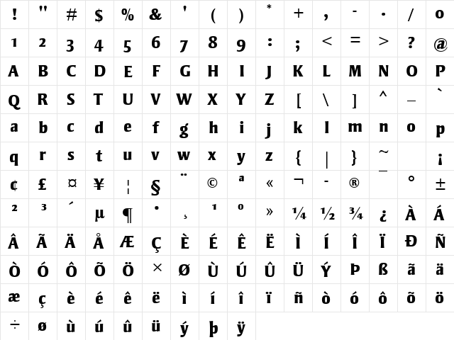 Strayhorn MT OsF Extra Bold Regular font glyphpreview