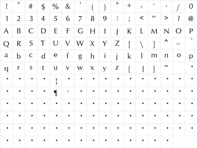 QTOptimum Regular font glyphpreview