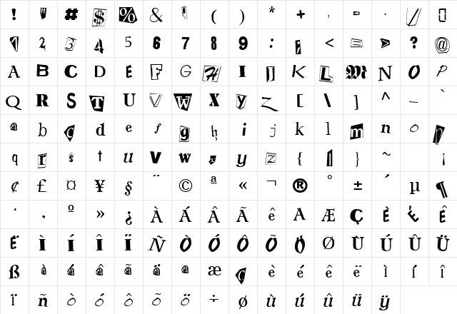 Onerous 1 Regular font glyphpreview