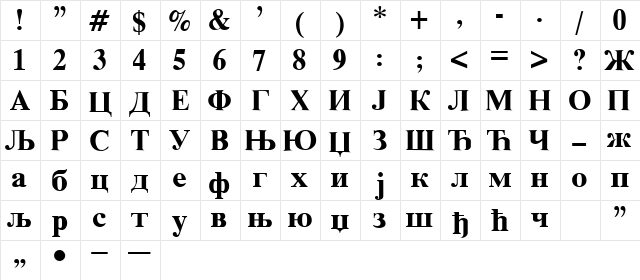 CirilicaTMBPN Regular font glyphpreview
