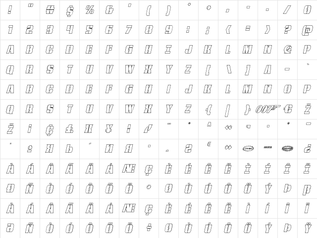 From BOND With Love Outline Italic Italic font glyphpreview