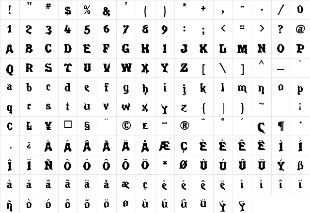Spirits MF Regular font glyphpreview