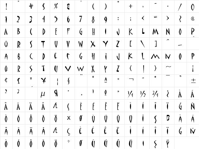 TR Matisse ITC Regular font glyphpreview