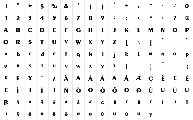 Forte Bold font glyphpreview